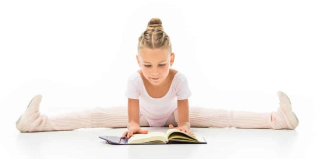 Dancer reading a book